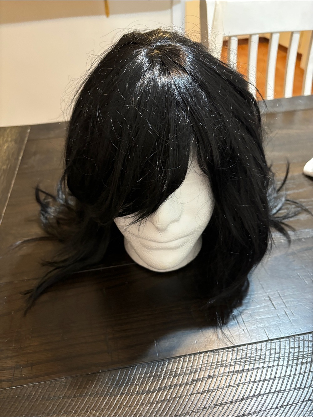 Classic Black Women's Synthetic Wig with Side-Swept Bangs